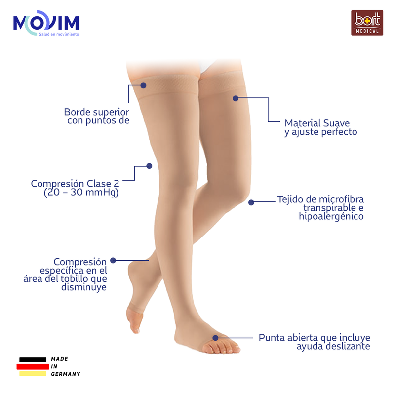 Medias de Compresión AktiVen Vital  al muslo con punta abierta