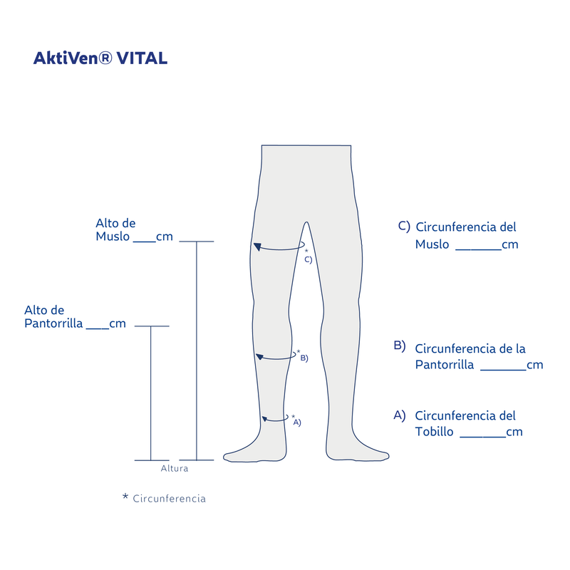 Medias de Compresión AktiVen Vital  al muslo con punta abierta